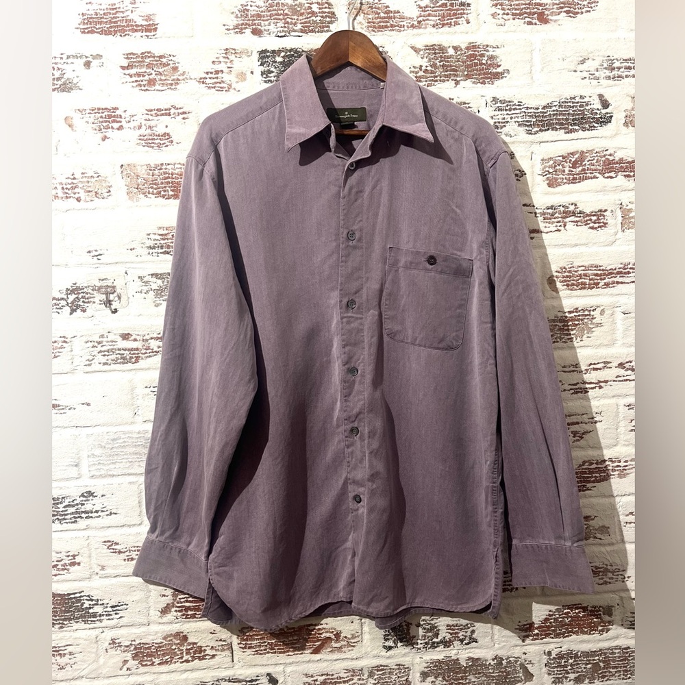 Ermenegildo Zegna Men’s Medium Light Purple Long-Sleeve Button-Down Shirt Italy